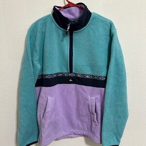 Quiksilver Men's Zip-Up Sweater in Teal and Lavender